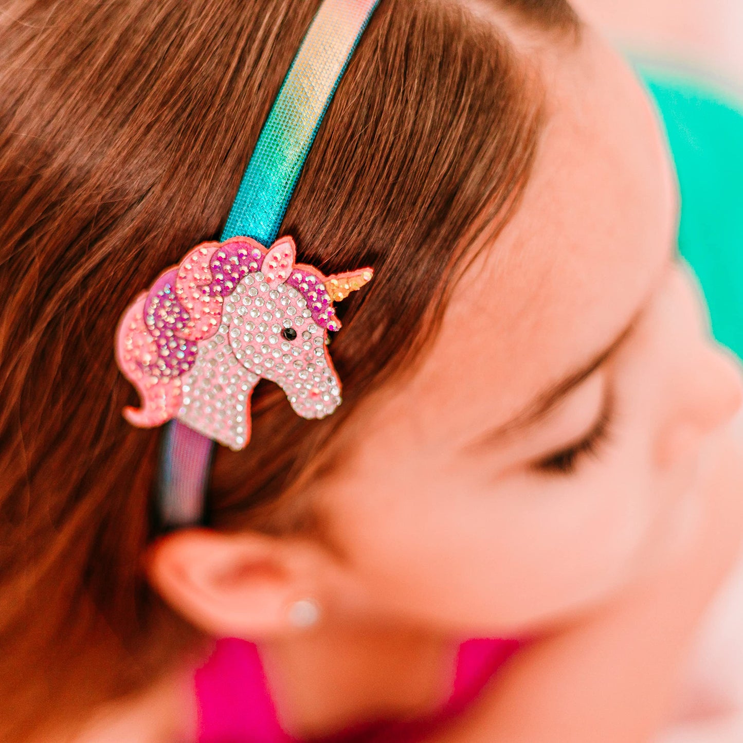 FROG SAC Charm Headbands for Girls - Kids Hair Bands with Interchangeable Clips, Thin Head Band Accessories for Children (Unicor