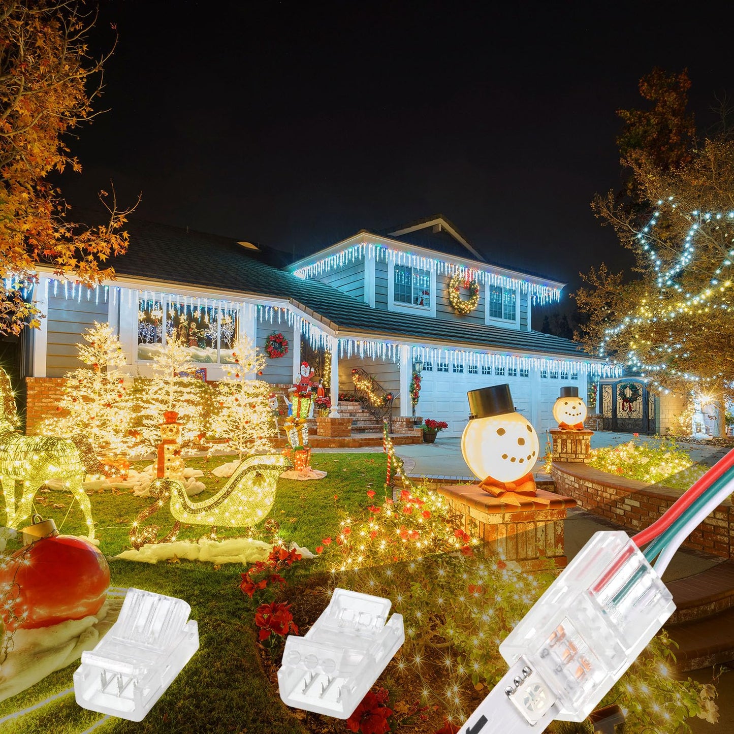 Flutesan 20 Pcs 3 Pin 8 Mm Solderless Led Light Strip Connectors Clear Track Lighting Connectors For 5050 Rgb Strip Light