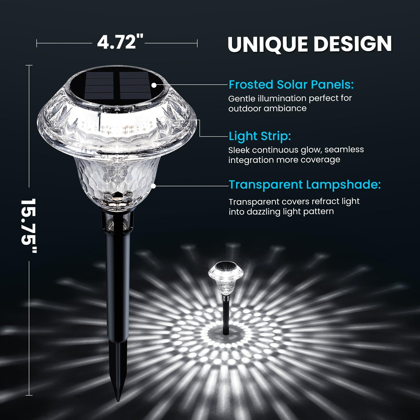 Patiopia Solar Pathway Lights Garden Decor For Yard  Solar Garden Lights For Outside Waterproof Landscape Lighting  Garden Decorative For Walkway  Driveway  Yard  Landscape  Lawn (6 Pack Cold White)