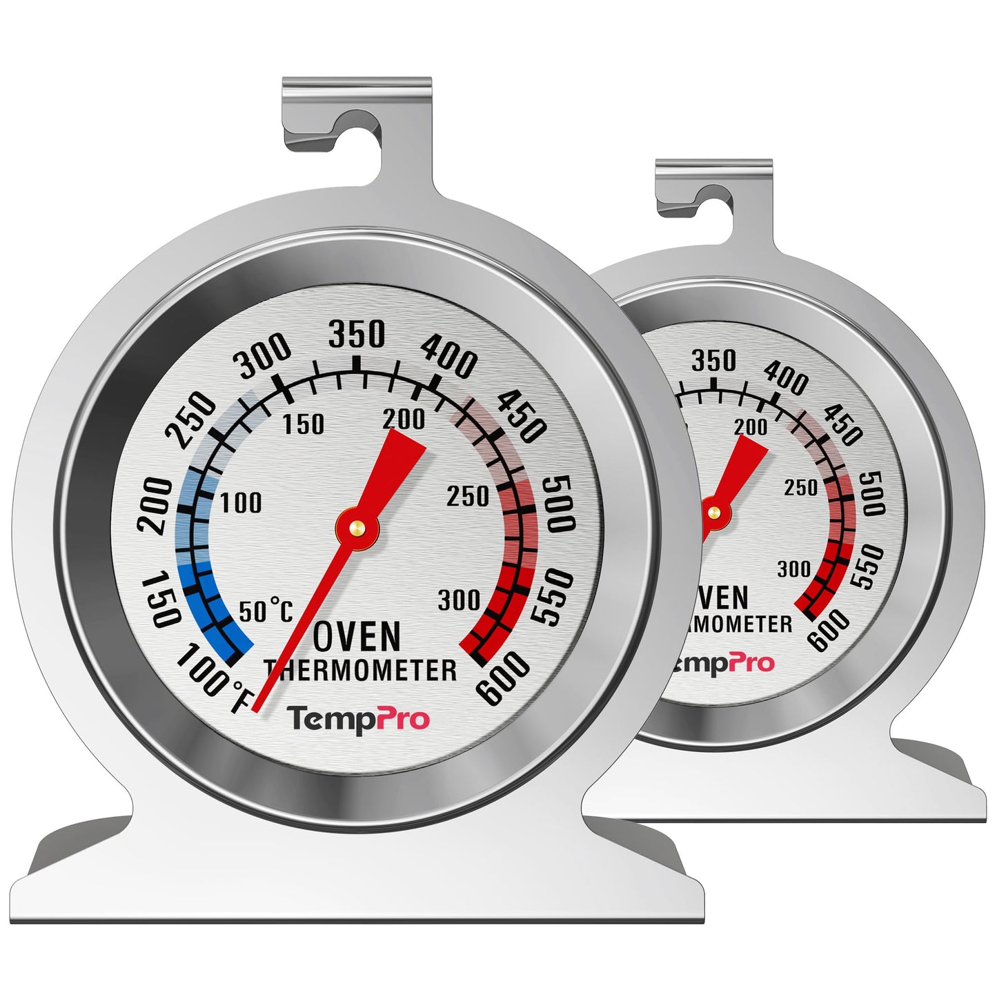 TempPro 2-Pack Oven Thermometer for Gas Oven, 50-300°C/100-600°F Smoker Temperature Gauge with 431 Stainless Steel, Analog Instant Read Cooking Thermometer (Previously ThermoPro)