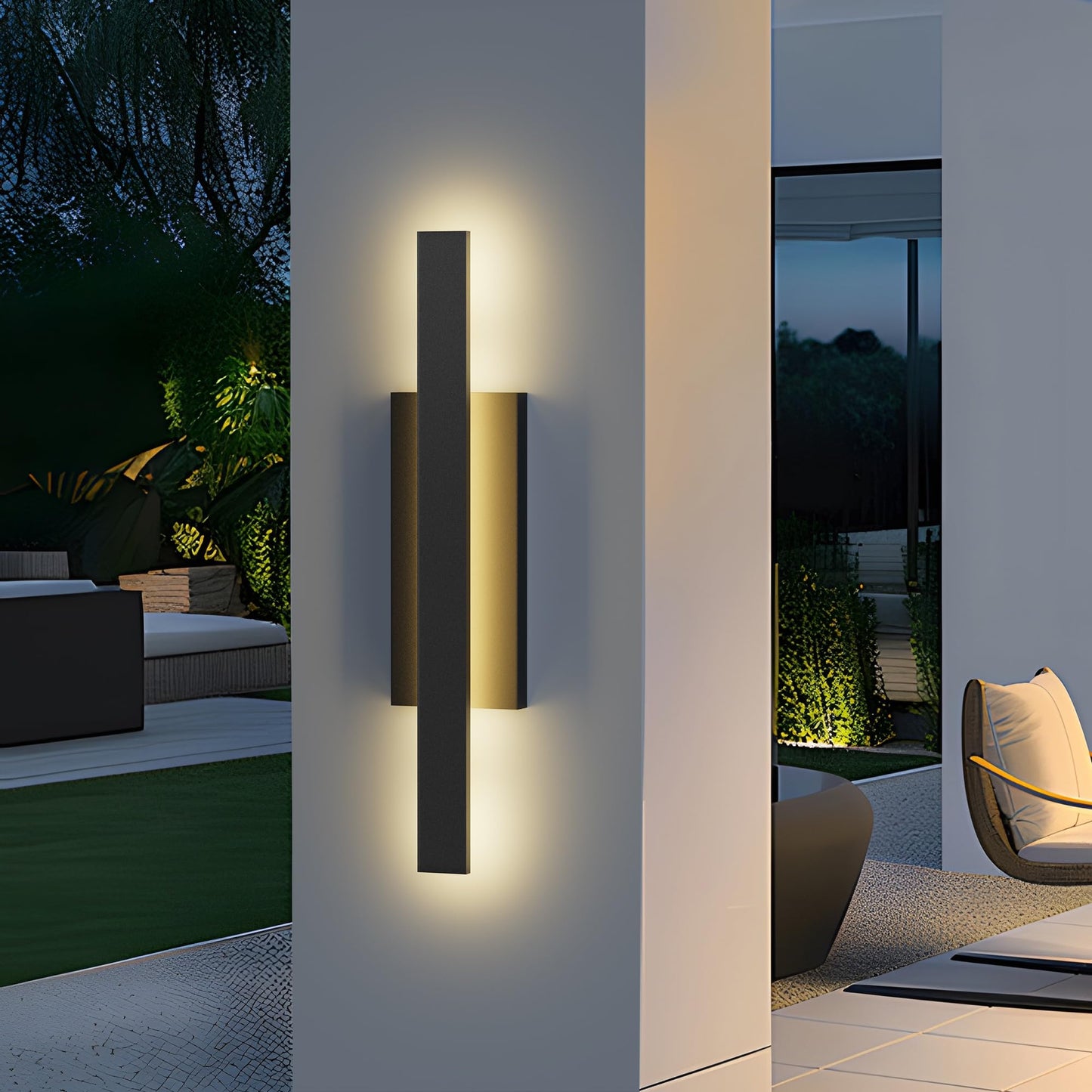 Lamqee 31 Inch Aluminum Long Outdoor Wall Lights  3000K 1600Lm 32W Led Modern Exterior Lighting Fixtures  Ip65 Waterproof Matte Black Linear Outside Sconce Wall Mount For House Porch Patio Garage Door