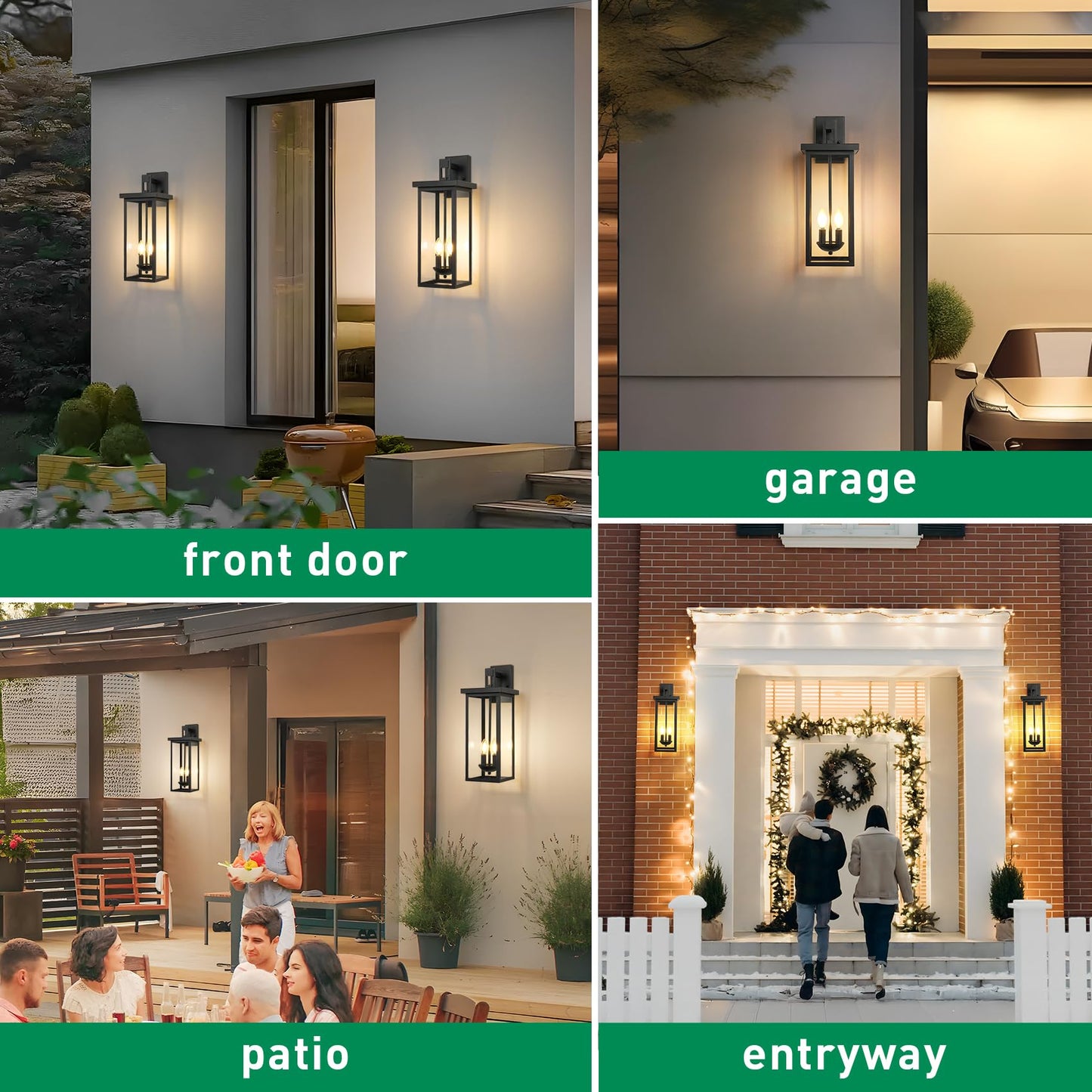 Zsmaiku 22 Inch Large Black Outdoor Wall Lights Exterior Lighting Fixtures Outside Lights For House Front Porch Light Waterproof Outdoor Wall Sconce Light Carriage Exterior Lights E12 Base*2