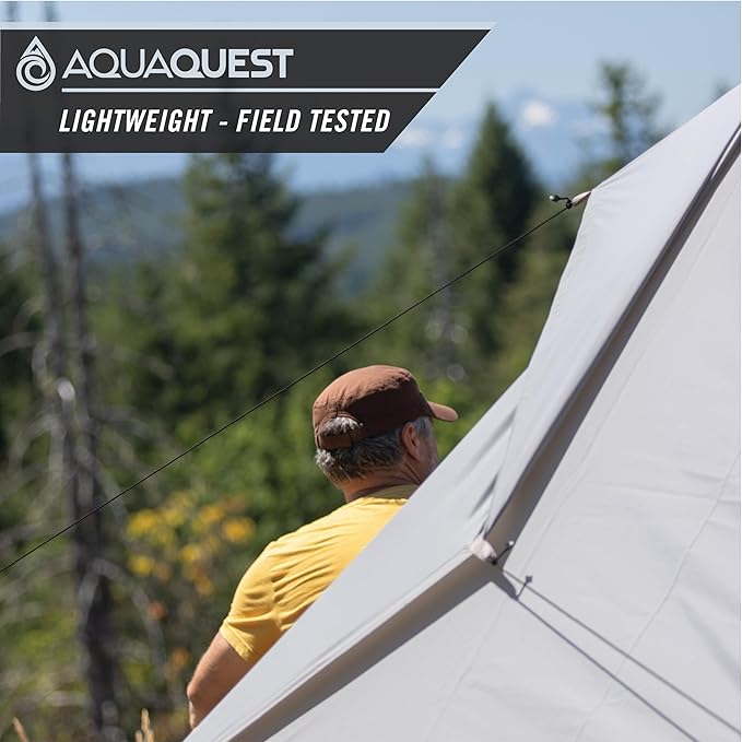 AquaQuest Safari Camping Tarp - Lightweight Durable Rain Fly - Waterproof Camping Essentials for Hiking, Backpacking & Hammock, 10 x 10 ft, Stealth Gray