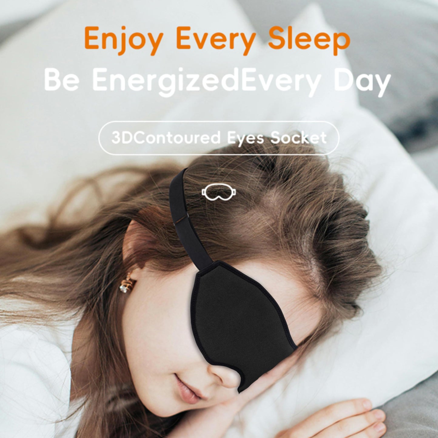 BAOOOHEE 3D Eye Mask Sleep Mask for Men & Women,100% Light Block-Out Eye Mask for Sleep with Easy Adjustable Strap, Night Eye Cover for Travel, Black