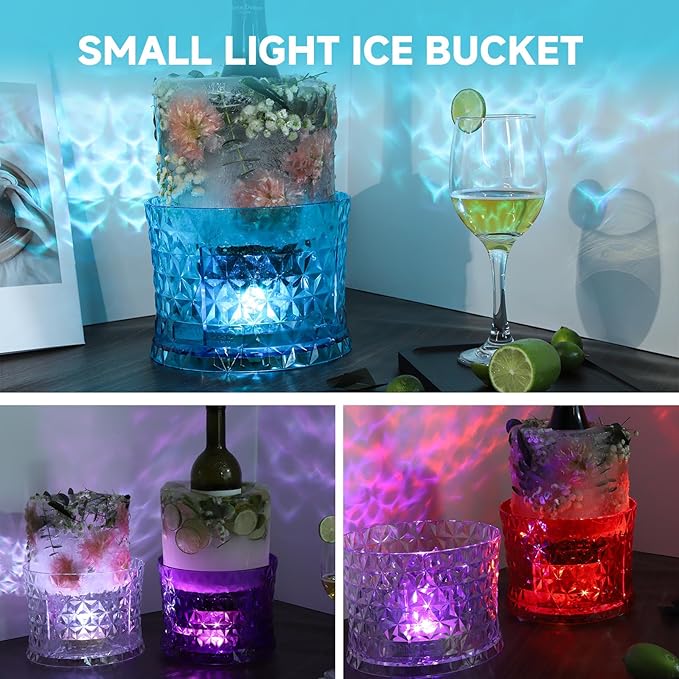Ice Bucket Mold, Wine Bottle Chiller DIY Ice Bucket Champagne Ice Bucket Mold Floral Ice Bucket Mold,Ice Molds Holiday Bar Any Celebration Party Wedding Christmas and Thanksgiving (Transparent)