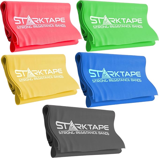 Starktape Resistance Bands Set. 3 or 5 Pack Non-Latex Physical Therapy, Professional Elastic Band. Perfect for Home Exerci...