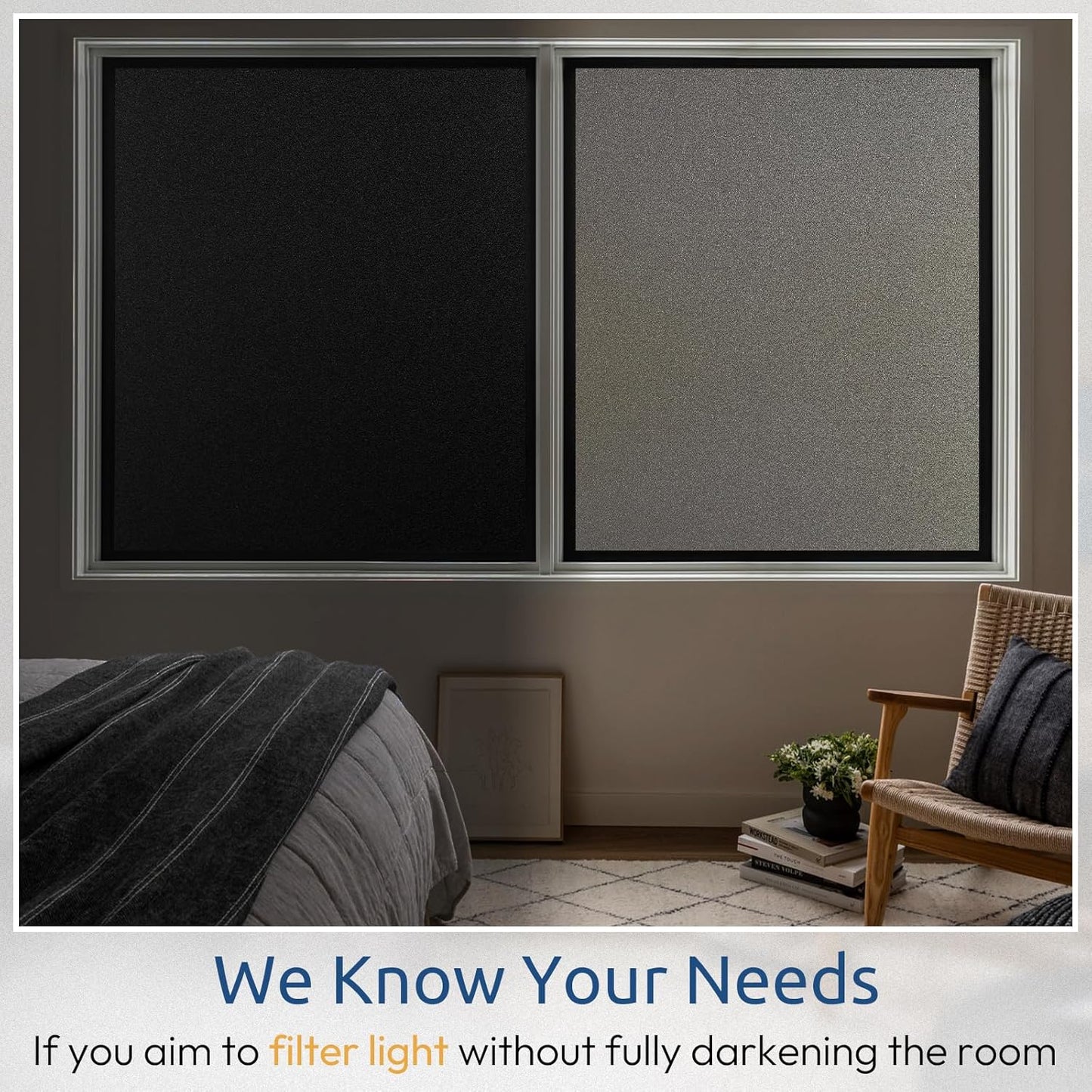 rabbitgoo Privacy Window Film, Static Cling Privacy Film for Glass Windows, Removable Grey Frosted Sun Light Blocking Coverings House Tint for Home Bathroom Garage, Taupe, 29.5 x 78.7 Inches