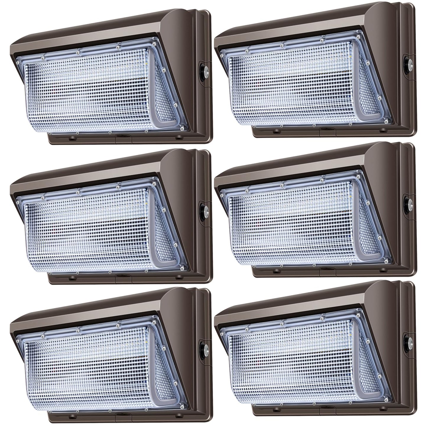 ledmo LED Wall Pack Light 120W with Photocell - 6 Pack Dusk to Dawn Outdoor Lighting for Commercial Use, 5000K