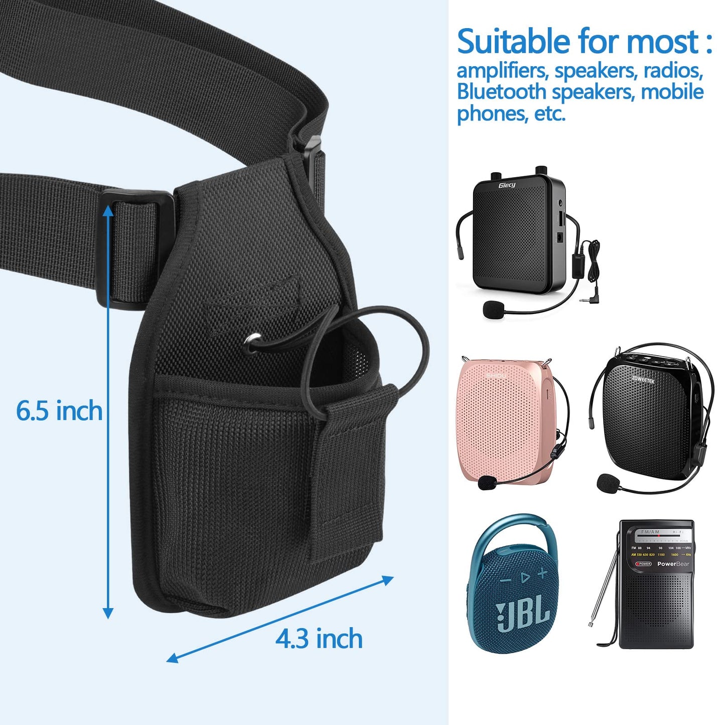 Xxerciz Mic Belt Microphone Belt With Adjustable Nylon Strap Microphone Transmitter Carrier Pouch Great For Fitness Instructors