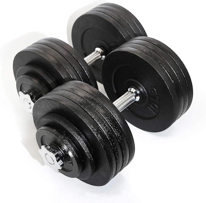 Cast Iron Adjustable Dumbbells 200lbs Black