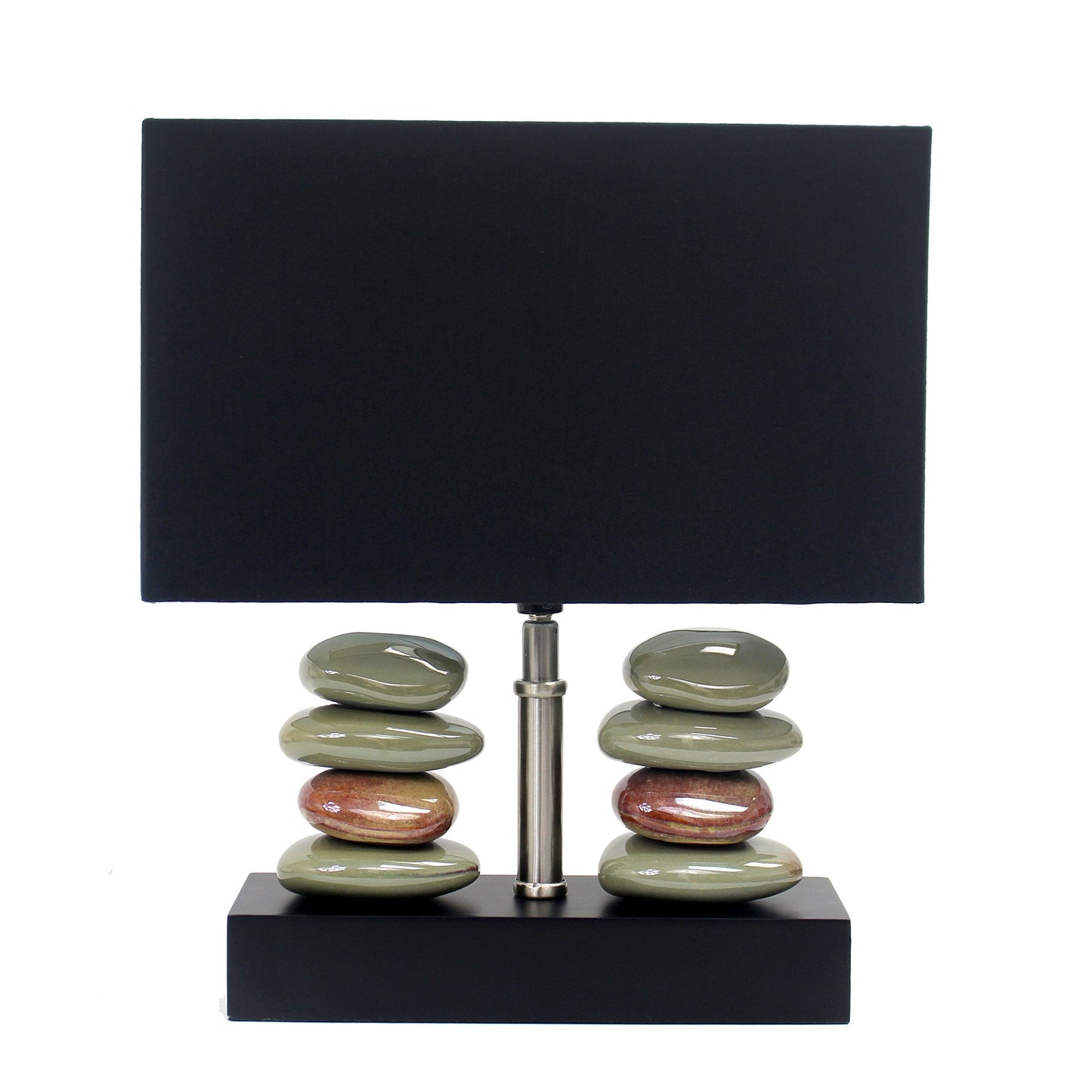 Elegant Designs Lt1036-Blk Black Ceramic Table Lamp, 11.75L X 6.50W X 14H, Dual Stacked Stone Design