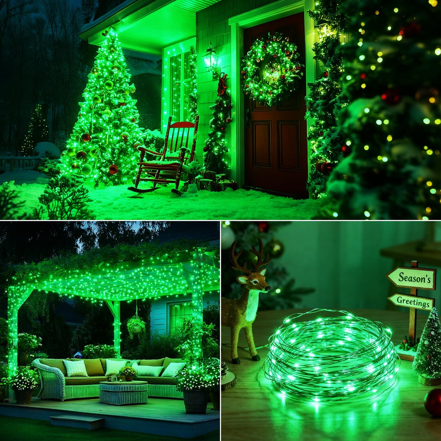 Brightever Outdoor Solar String Lights Waterproof  2-Pack Total 80Ft 200Led Solar Fairy Lights For Outside With 8 Lighting Modes  Solar Twinkle Lights For Yard  Christmas  Party (Green)
