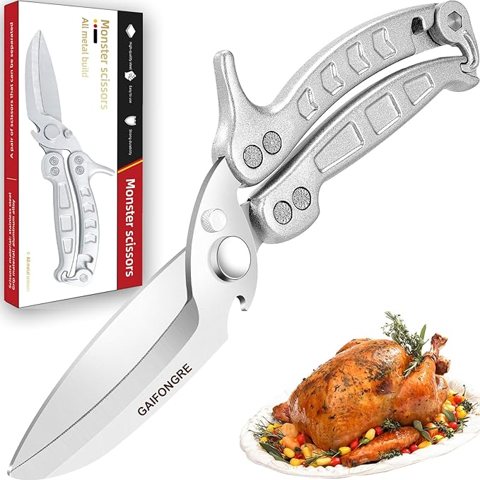 Poultry Shears Scissors Heavy Duty,Kitchen Shears,Multi-purpose Stainless Steel Kitchen Scissors for Christmas Turkey Food, Chicken,Fish,Meat,Separable easy to clean thoroughly,Dishwasher Safe.
