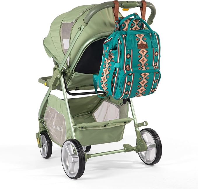 Montana West Wrangler Diaper Bag Backpack Aztec Travel Backpack Purses Western Multi-Function Baby Bags for Mom with Waterproof Insulated Pockets