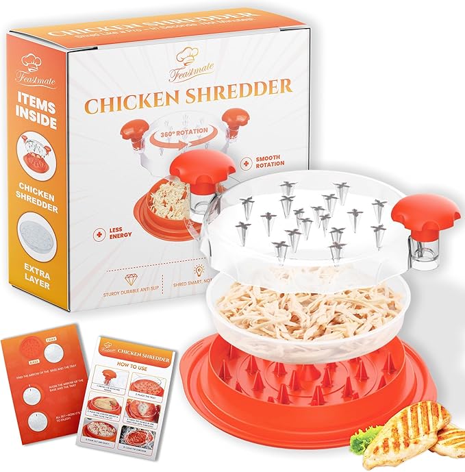 Orange Chicken Shredder Tool Twist Large 10” Meat Shredder, Extra Plate – shredder food, meat shredder tool twist, meat grinder, desmenuzador de carne, desmenuzador de pollo
