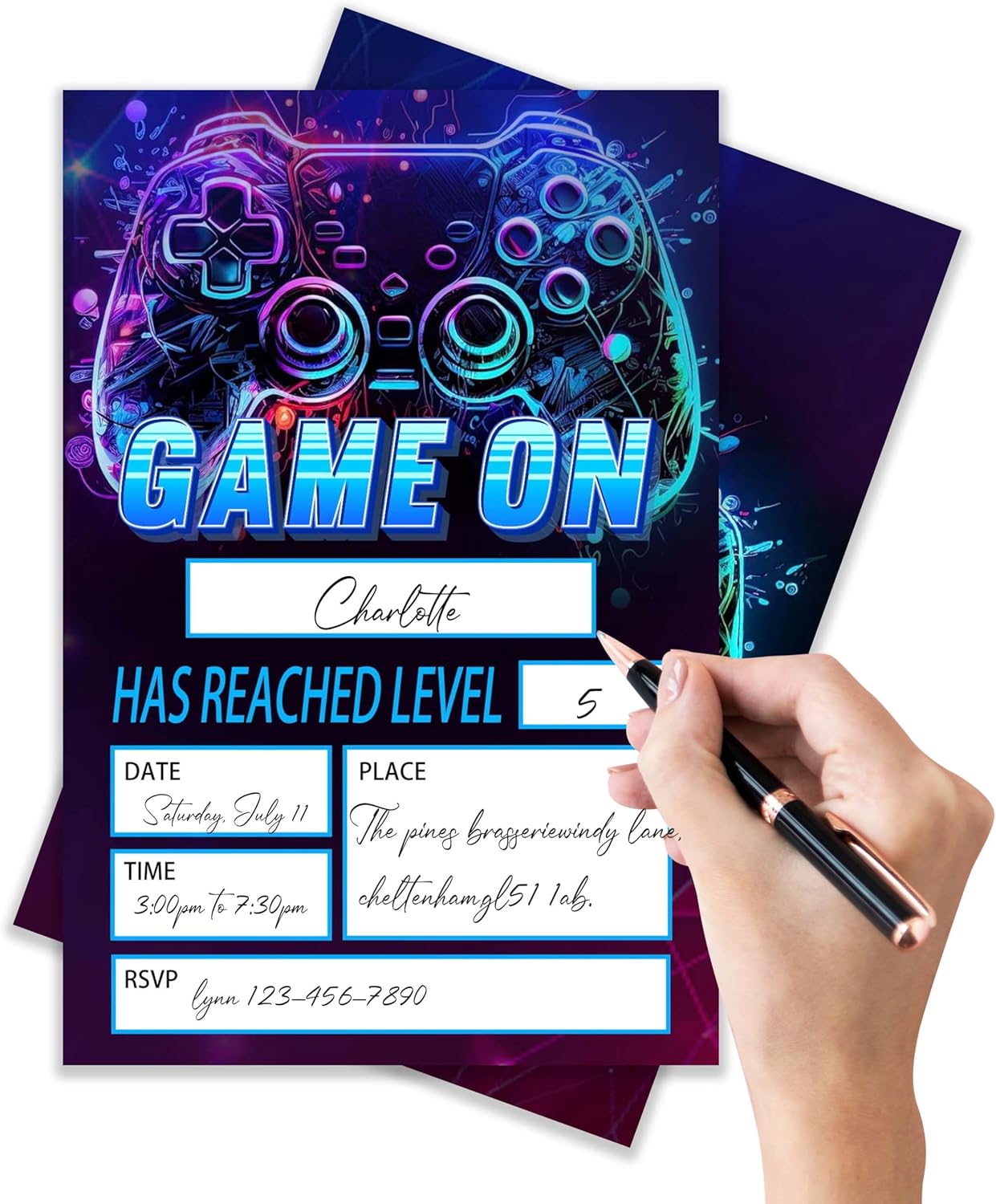 Gamer Birthday Invitations, Video Game Birthday Party, Gaming Party Decorations, Birthday Party Invitations For Boys Girls, Kids Birthday Invitations, 20 Cards with 20 Envelopes.(116)