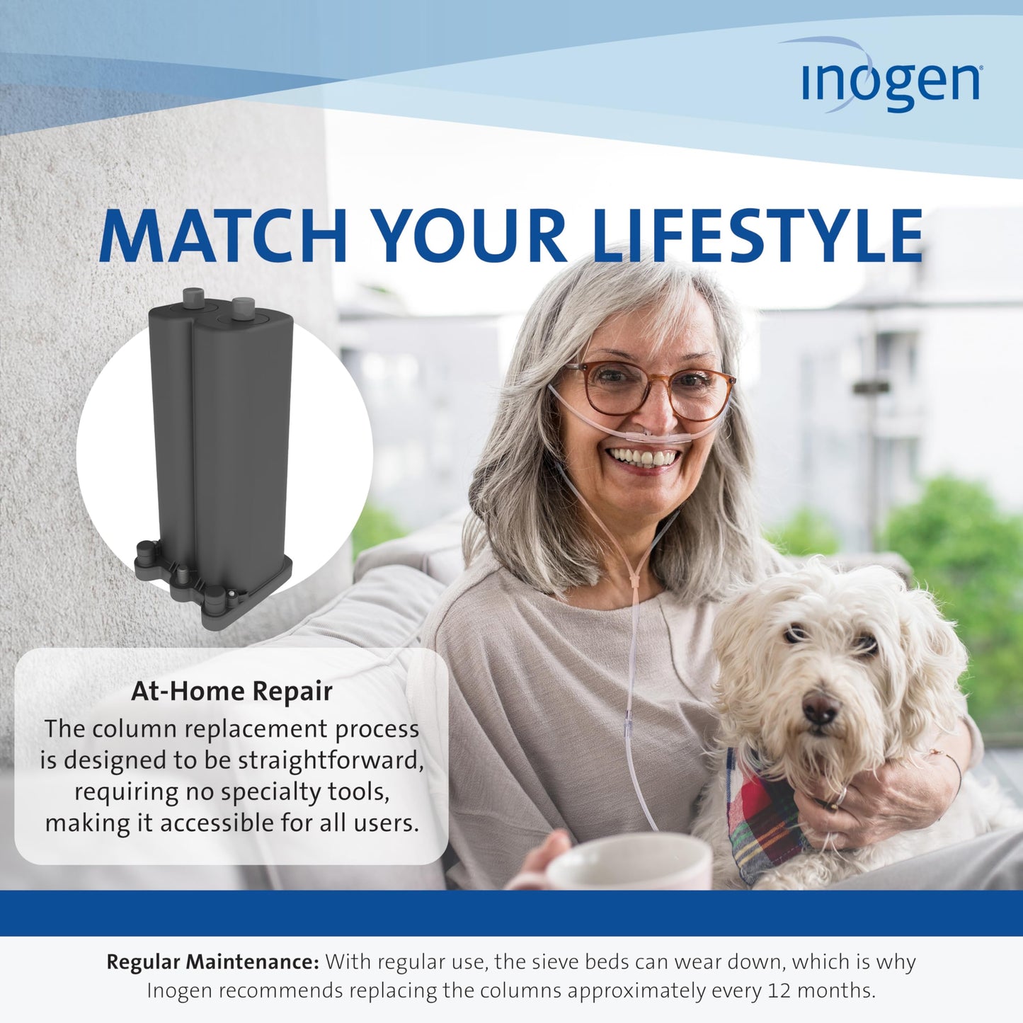 Inogen Rove 4 Replacement Column Pair - Oxygen Accessories - Two Removable Metal Columns – 0.5 lb., L x 1.98 W x 5.42 H