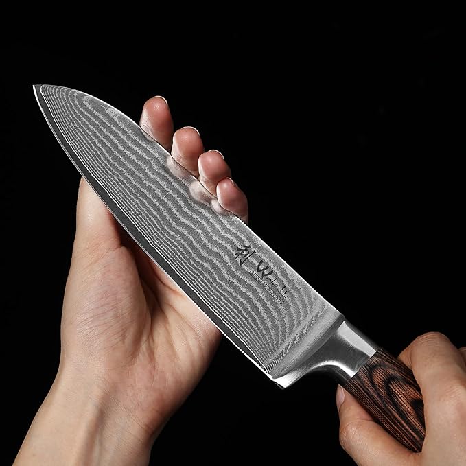 Wakoli EDIB Damascus Santoku Knife – 6.7-Inch Japanese Style Kitchen Knife | Genuine 67-Layer Damascus Steel Blade with VG10 Core | Ergonomic Pakkawood Handle | Professional Cooking Knife in Gift Box