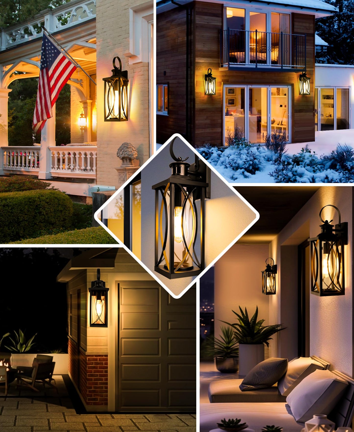Dbf Motion Sensor Outdoor Lights Wall Mount  Dusk To Dawn Exterior Light Fixture  Anti-Rust Waterproof Outside Porch Lights With Glass & E26 Socket Wall Sconce For House Garage Patio Doorway  Black