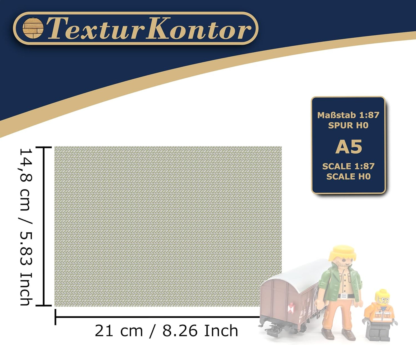 3 Sheets Self-Adhesive Decorative Film Paving Stones and Surfaces for Model Making in Scale 1:87 Scale H0 (UK: 3.5 mm Scale) (Paving Stones with Moss)