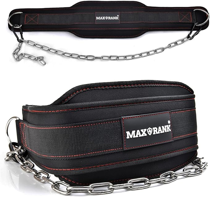 MAXRANK Dip belt With 37-40" Chain, 550lbs - 650lbs Weight Capacity, Weightlifting Belt for Dips and Pullups