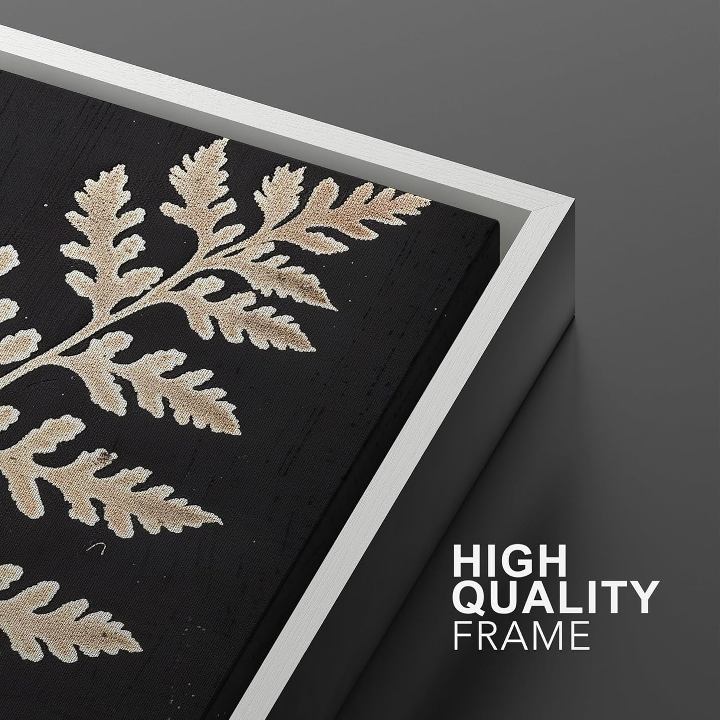 SIGNWIN Framed Canvas Print Wall Art Vintage Fern Leaf Silhouettes Natural Botanical Rustic Illustrations Modern Art Decorative Contemporary for Living Room, Bedroom, Office - 16"x24"x2 White