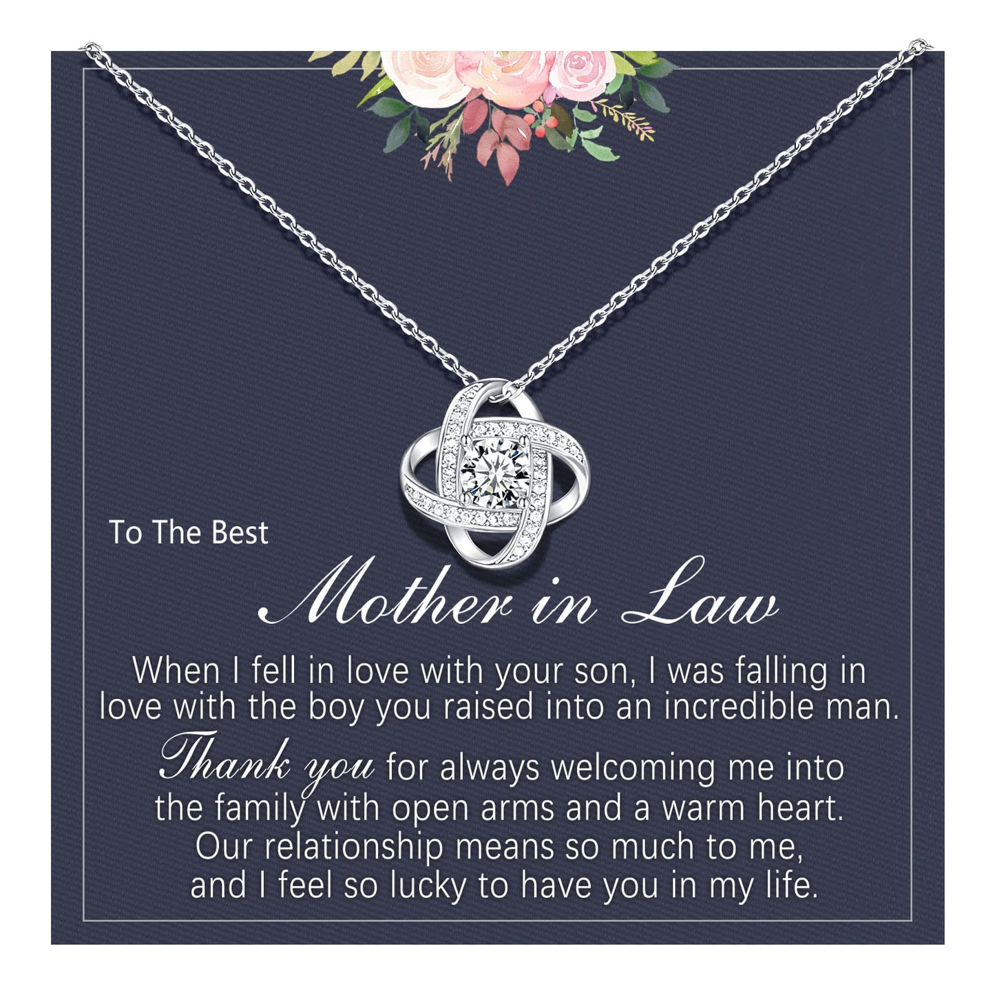 UNGENT THEM Mother in Law Mothers Day Birthday Christmas Gifts from Daughter Wedding Bride Infinity Love Knot Mom Necklace Jewel