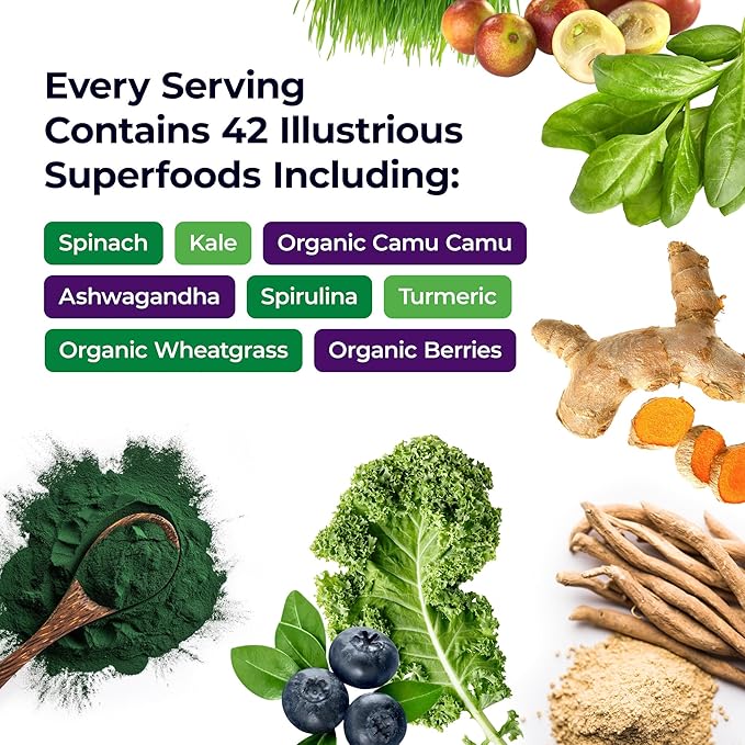 Paradise Herbs, ORAC Energy Greens Powder, Antioxidant Power of 24 Servings of Fruits & Vegetables in 1 Scoop, 15 Servings