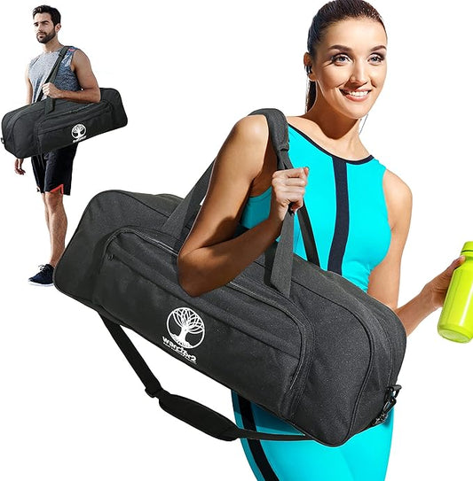 Yoga Mat Bag Carrier with 8-Pocket & Wet Pocket, Air Vent | Large Yoga Mat Holder Fits Thick Mats & Blocks | Gym Duffle Ba...