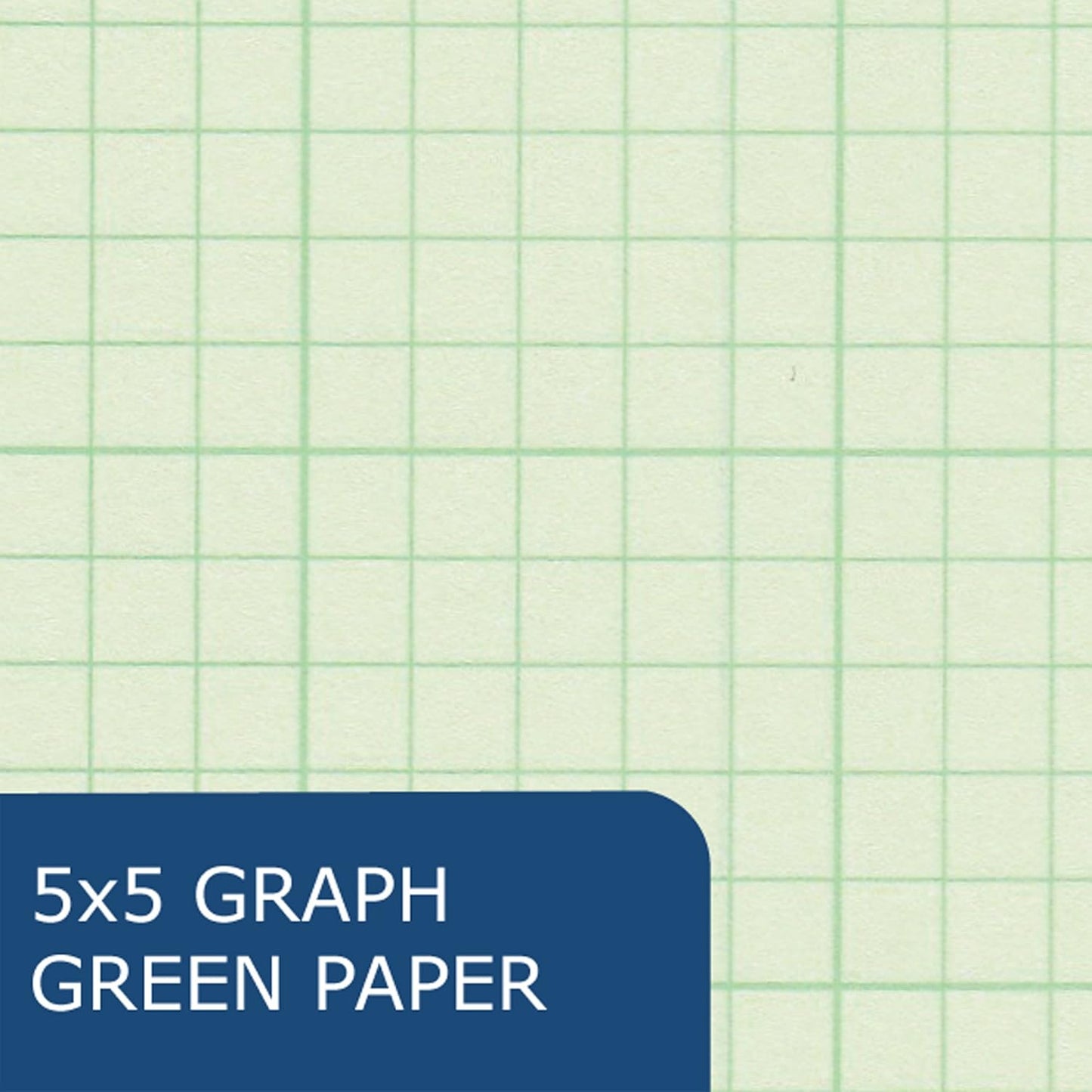 ROARING SPRING Engineering Pad, 8.5" x 11", 100 Sheets 15lb Green Paper, 5x5 Printed Back Grid-to-Edge, Top Glued, 3-Hole Punched, Proudly Made in USA, Heavy Backing Board