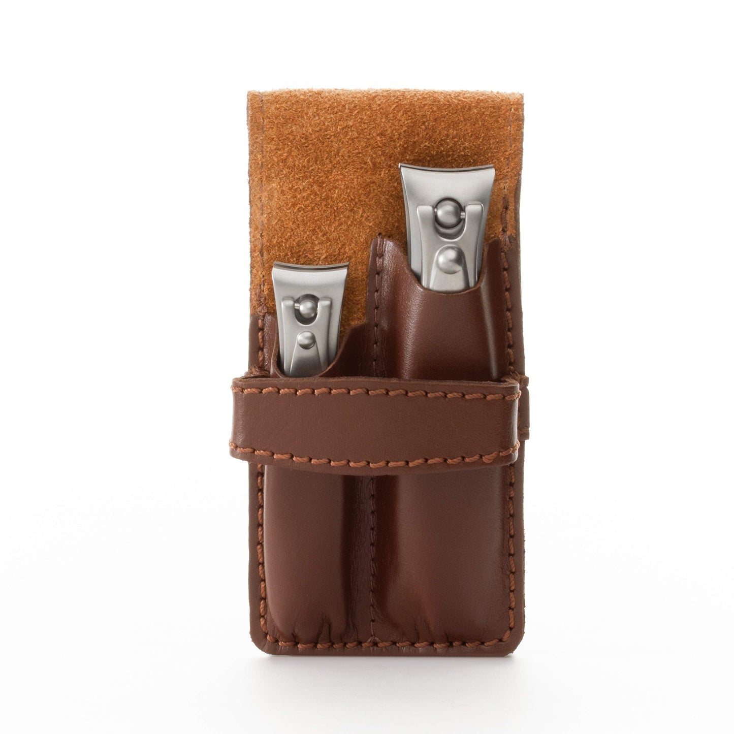 GERMANIKURE Nail Clippers Set in Brown Leather Case - Ethically Made in Solingen Germany, FINOX Stainless Steel Tools - Professi