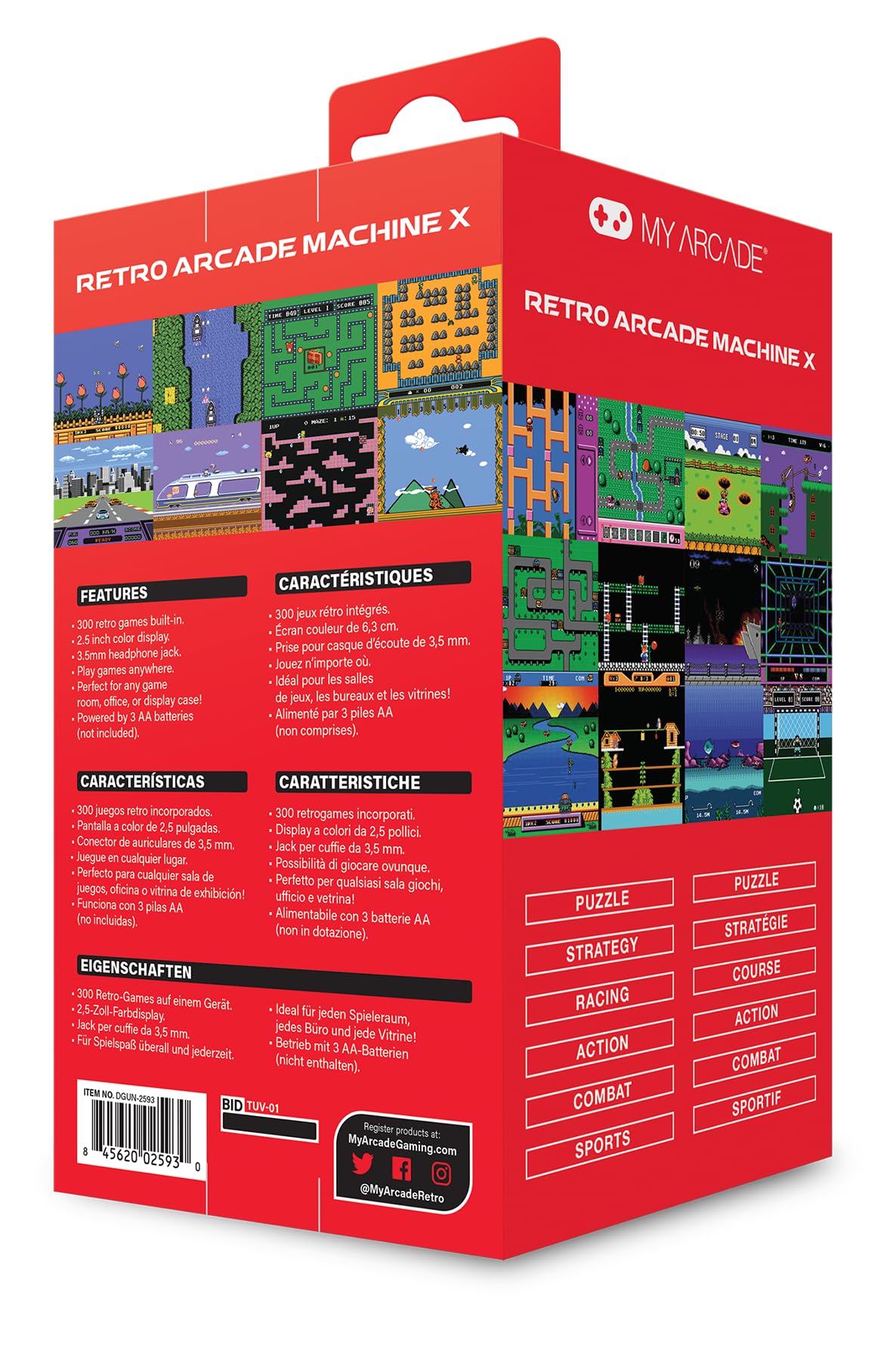 My Arcade Retro Arcade Machine X Playable Mini Arcade: 300 Retro Style Games Built In, 5.75 Inch Tall, AA Battery Powered, 2.5 Inch Color Display, Illuminated Buttons, Speaker, Volume Control