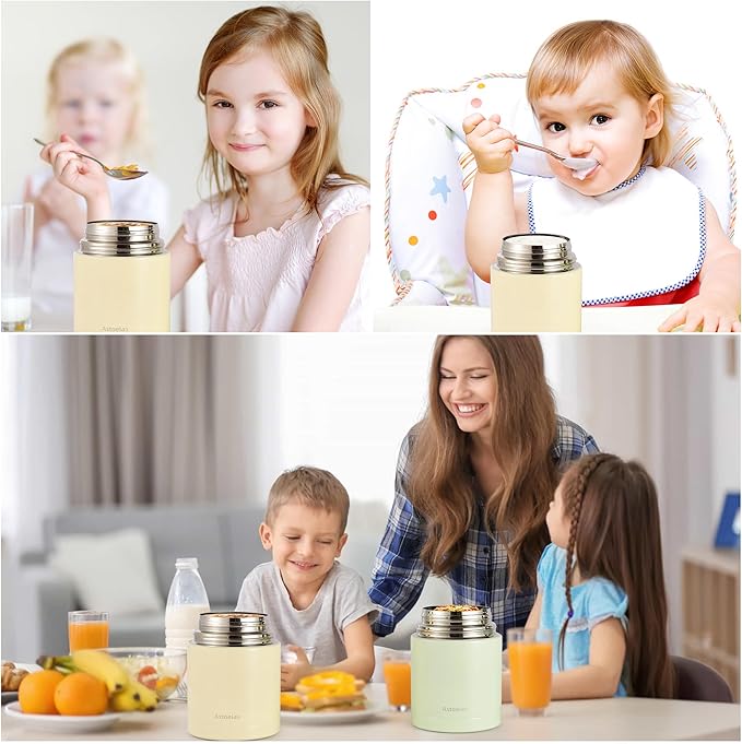 Insulated Thermo Soup Jar for Kids & Adults, 27 oz Stainless Steel Thermal Food Container with Spoon, Triple Layer Insulation (Gray)