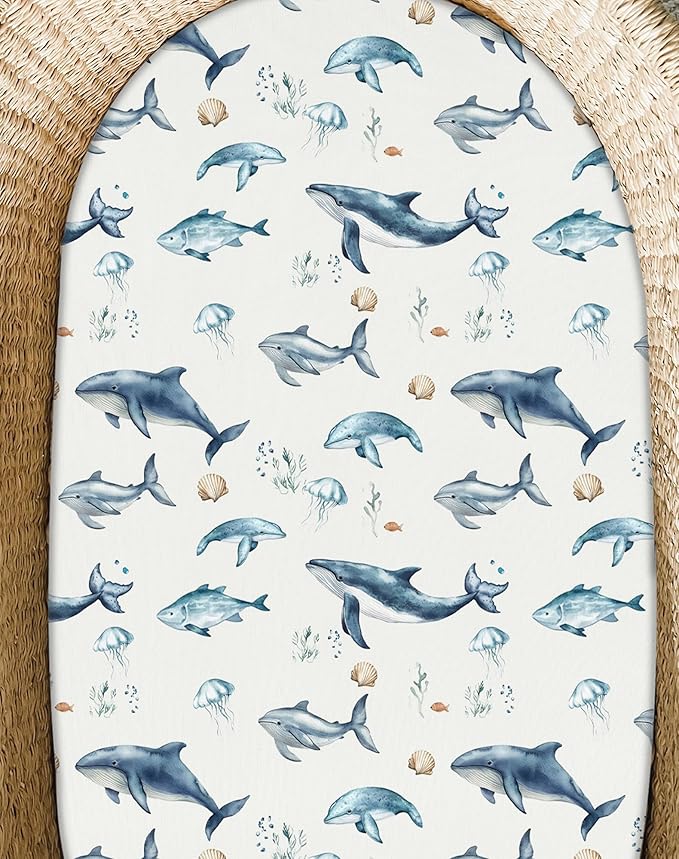 Bassinet Sheets for Baby Girls Boys 2 Pack, Fitted Baby Mattress Sheet for Rectangle, Oval, Hourglass Bassinet Mattress, Breathable Cozy & Universal Fit (Bear Tracks)