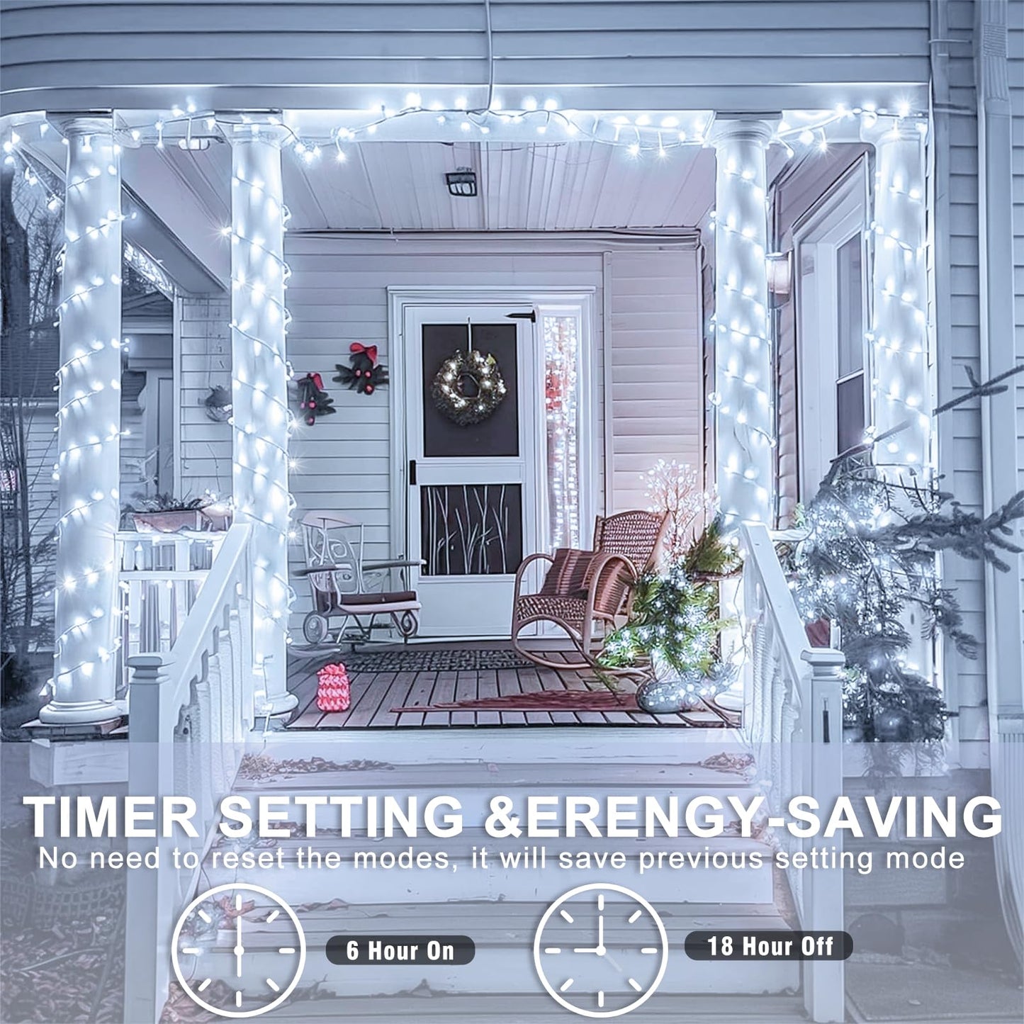 600 Led White Christmas Lights Outdoor 197Ft 8 Modes White Christmas String Lights Clear Wire  Plug In Twinkle Fairy Lights For Bedroom Wedding Christmas Tree Decorations