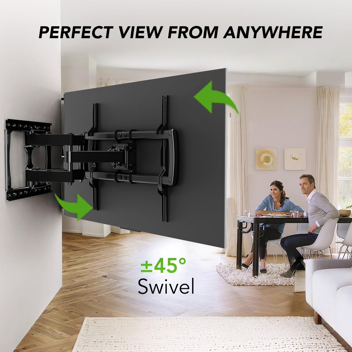 AX WABER Full Motion TV Wall Mount Bracket for Most 32-85 inch TVs,TV Mount with Dual Articulating Arms,Tilt/Swivel/Extension/Leveling,Fits 8” 12” 16" Studs,Max VESA 600x400mm, Holds up to 132lbs