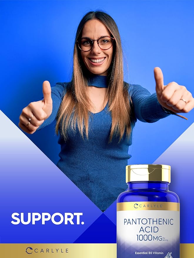 Carlyle Pantothenic Acid | 1000mg | 100 Capsules | Essential B5 Vitamin | Non-GMO, Gluten Free Supplement