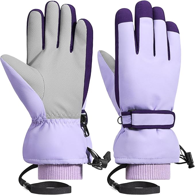 Rhino Valley Ski Gloves Women, Touchscreen Snow Gloves for Women, Anti-Slip Warm WinterGloves with Adjustable Wrist Strap,...