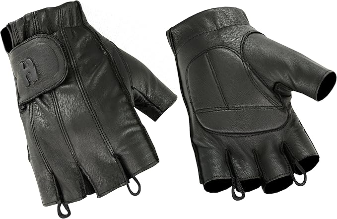 Hugger Glove Company Fingerless Leather Gloves for Men - Driving Gloves with Gel Palm Motorcycle Gloves - Biker, Riding, P...