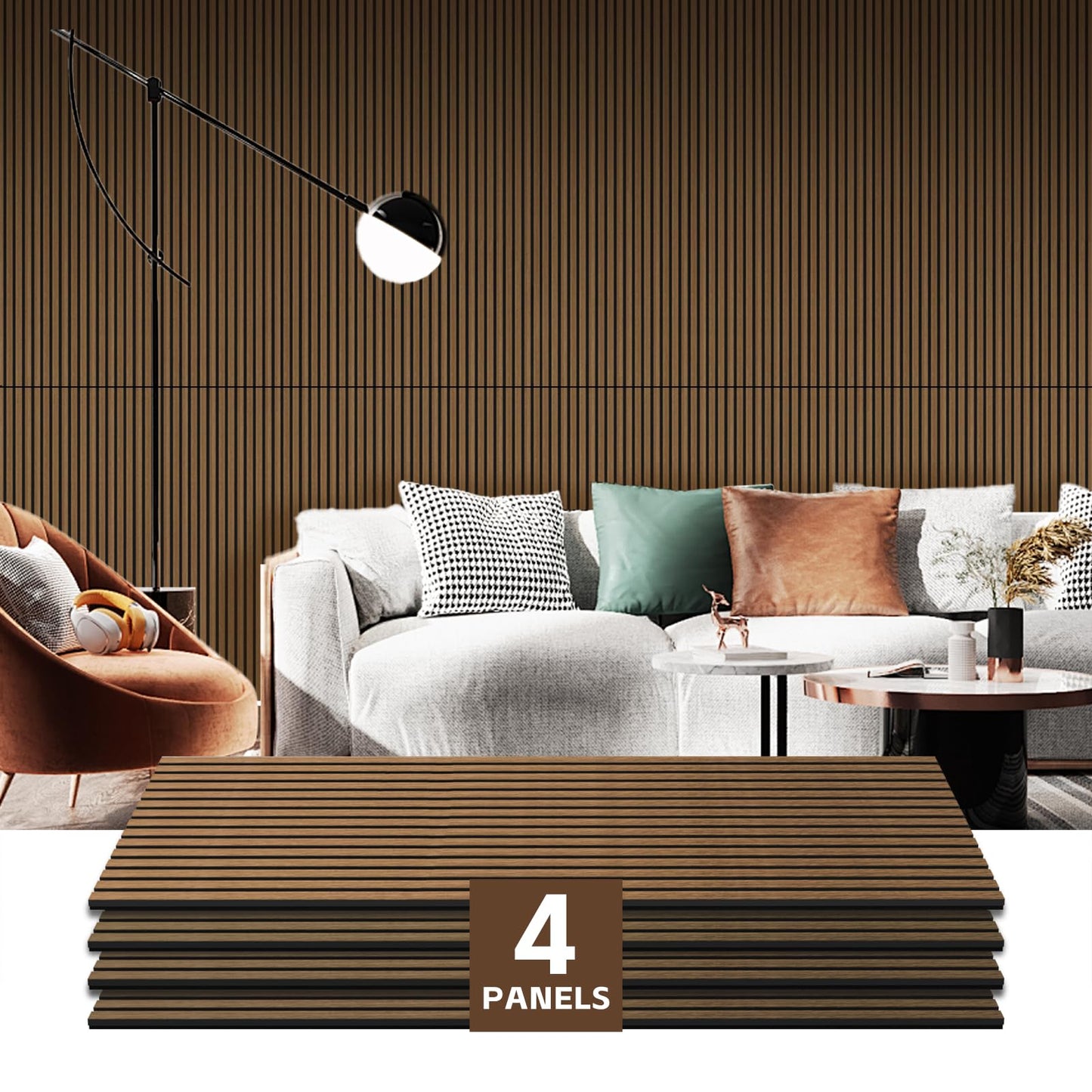 RITOLLO 4 Pack Wood Panels for Wall - 47.2  23.6 Wood Slat Acoustic Panels for Wall, Soundproof Panels, 3D Fluted Panels for Int