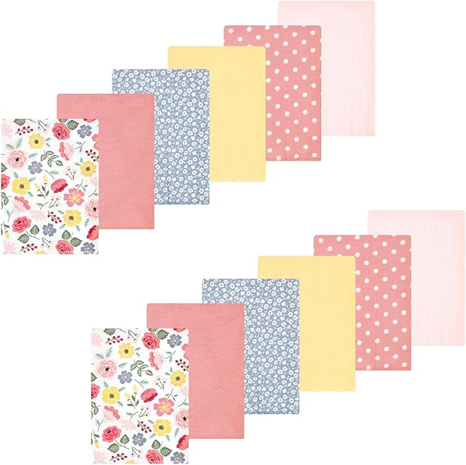 Luvable Friends Hudson Baby Flannel Burp Cloths 12pk, Blush Floral