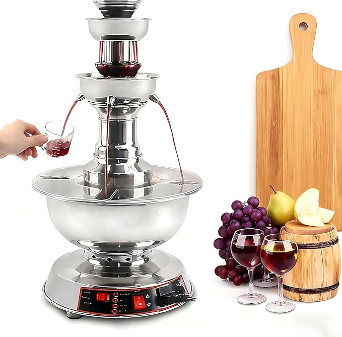RoyceBee 3-Tier Cocktail Fountain Machine, Electric Party Fountain Drink Machine with 0-100° Temperature Adjustment and 3....