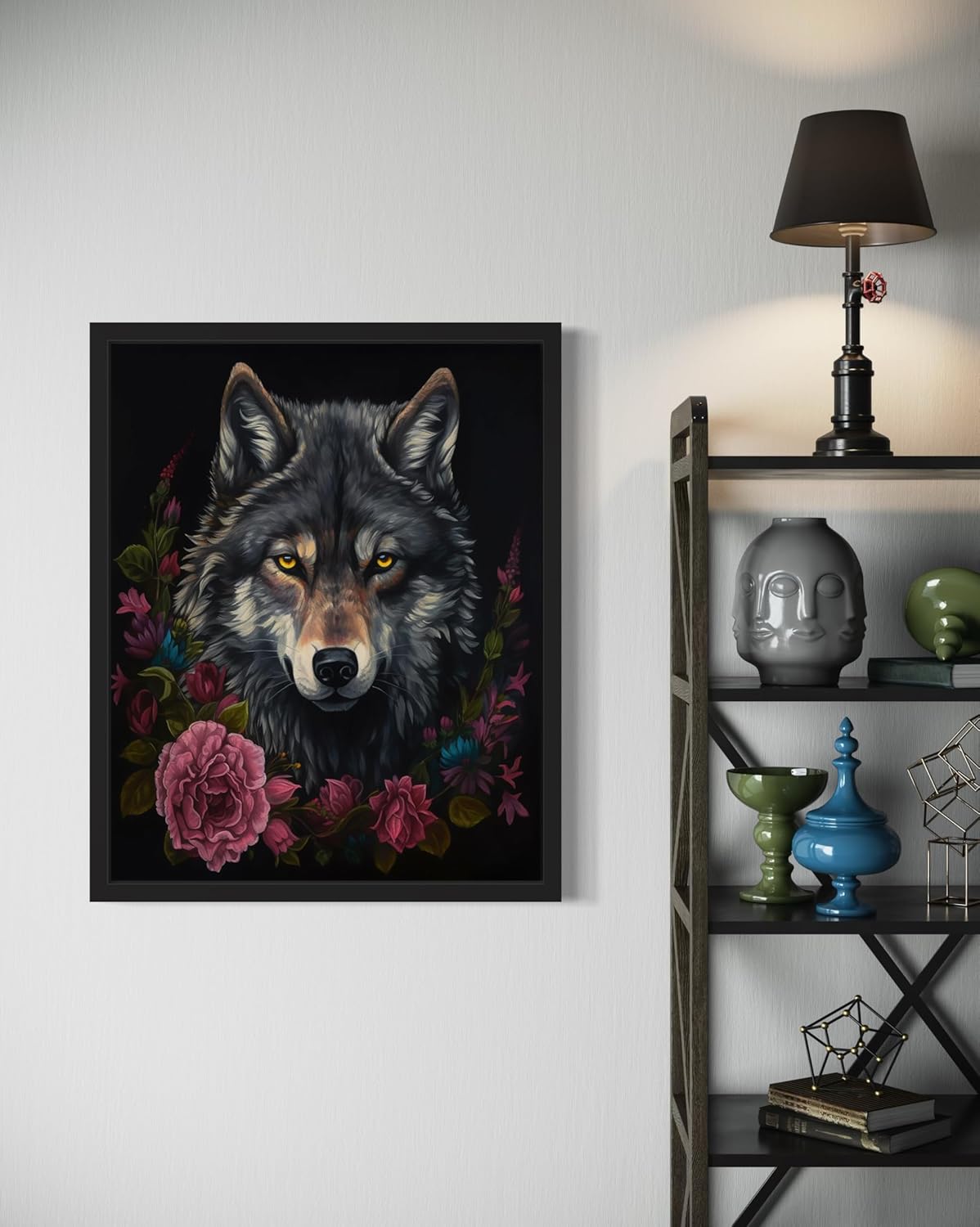 Vintage Wolf Poster Art Print, Halloween Scary Wall Art Academia Spooky Painting Decoration for Horror Prints, Gothic Posters Bedroom Decor 89 (Vintage Wolf, 11 x 14 inches, Black Frame)
