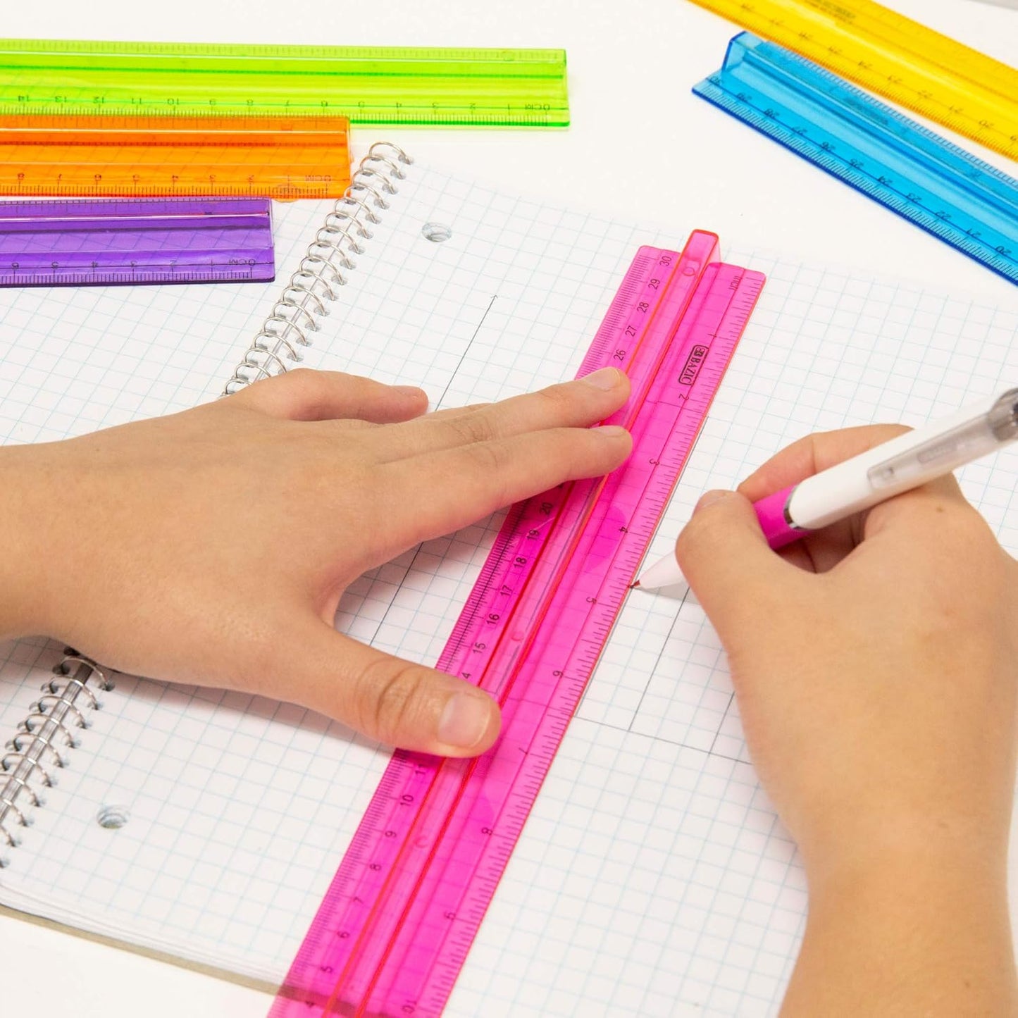 BAZIC Products Plastic Ruler 12" (30cm) w/Handle Grip, Inches Centimeter Metric Measuring Drafting Rulers, 288-Packs