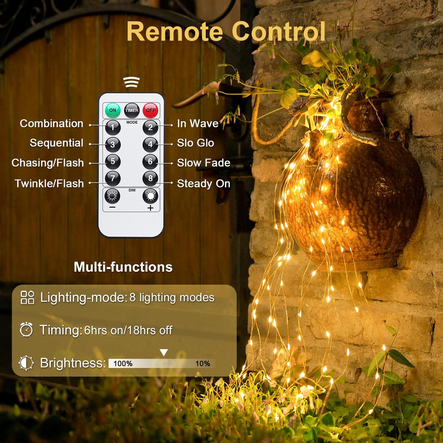 JMEXSUSS Fairy Lights 400 LED Battery Operated String Lights, 132ft, Warm White, 2 Pack, Remote Control, Indoor Outdoor Decor