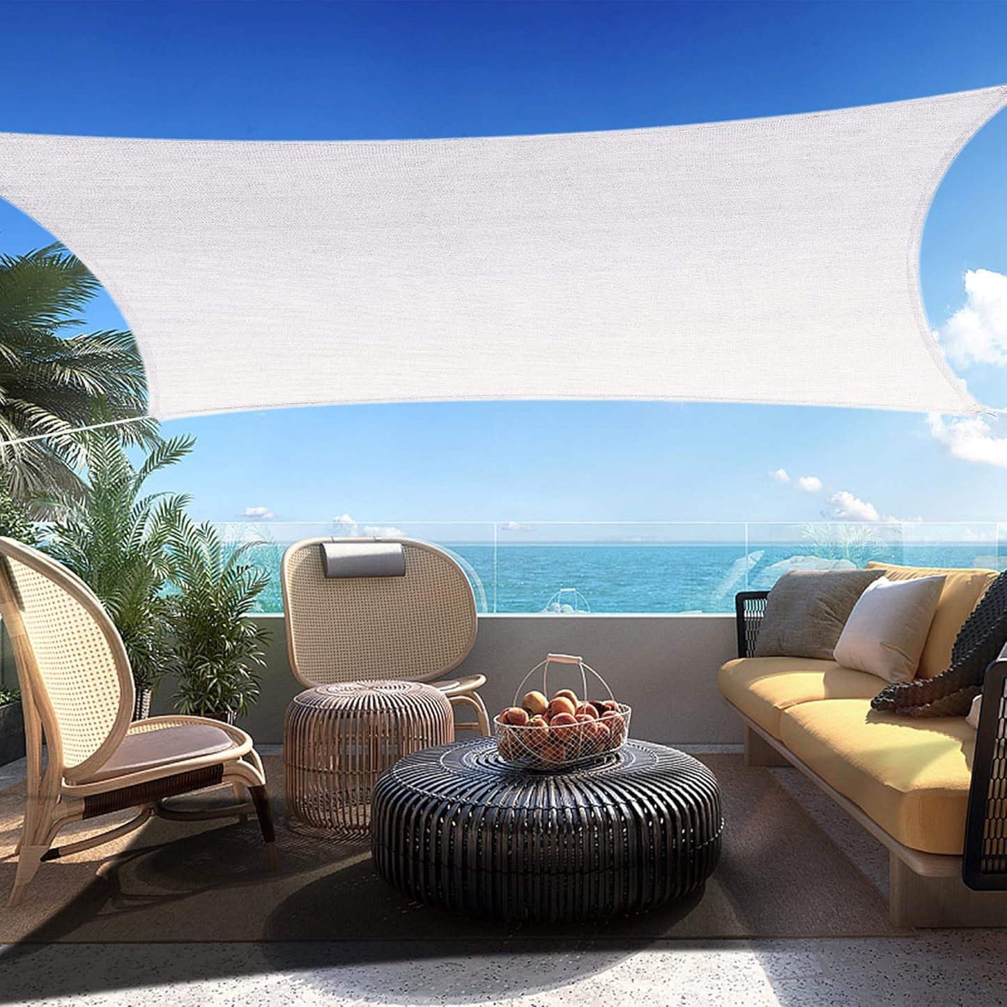 17' x 18' White Rectangle Sun Shade Sail SSP1212 Canopy Durable Fabric UV Block Awning,We Make Custom Orders