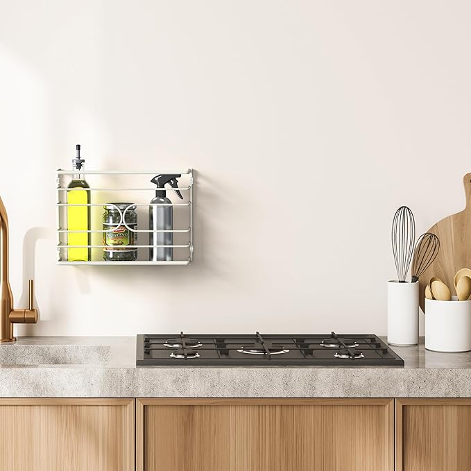 Deco Brothers Wall Mount Kitchen Wrap Organizer Rack, White