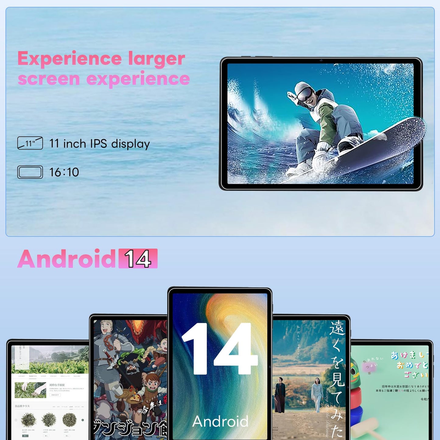 Jikocxn 11  Tablet, Android 14 With Octa-Core Processor, 12Gb+128Gb, 1Tb Expandtion, 8000Mah Battery, Ips Large Display, Bt5.0,