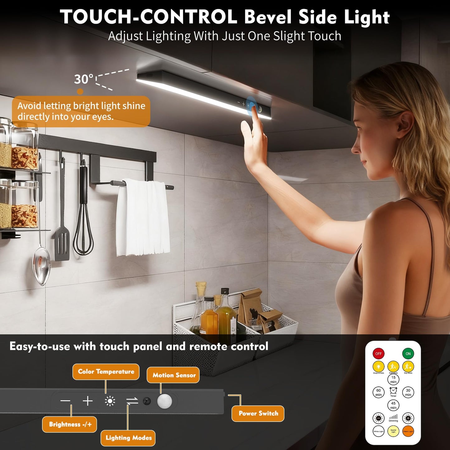 160Leds Touch-Control Under Cabinet Lighting W/4000Mah Battery  Cordless Motion Sensor Under Counter Lights For Kitchen  Magnetic Rechargeable Closet Lights - 3Pack/Black  2025 Fall
