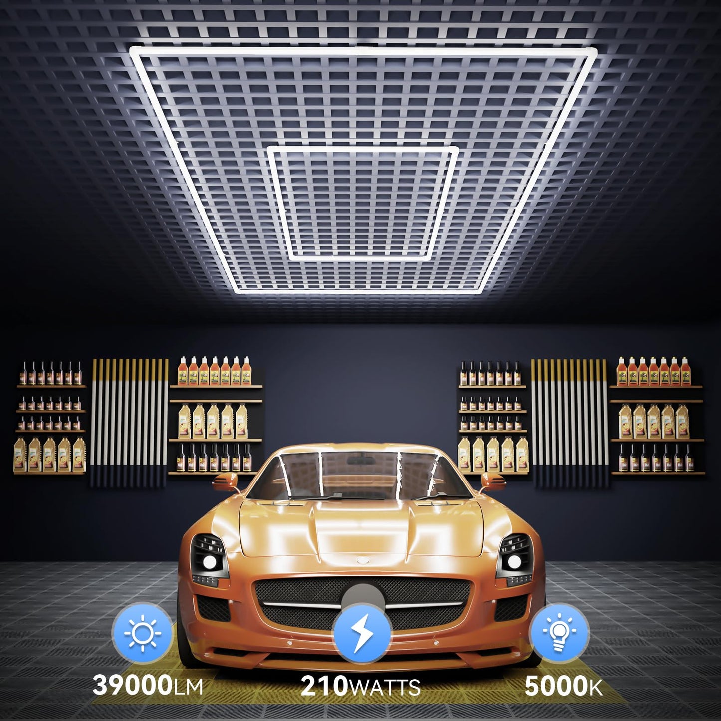 Lzhome Led Garage Lights Fixture: High Brightness 39000Lm Led Garage Lighting Ceiling Led Light  Updated 44.8 Inch Large Size Rectangle Light For Garage Shop Workshop Gym Car Detailing